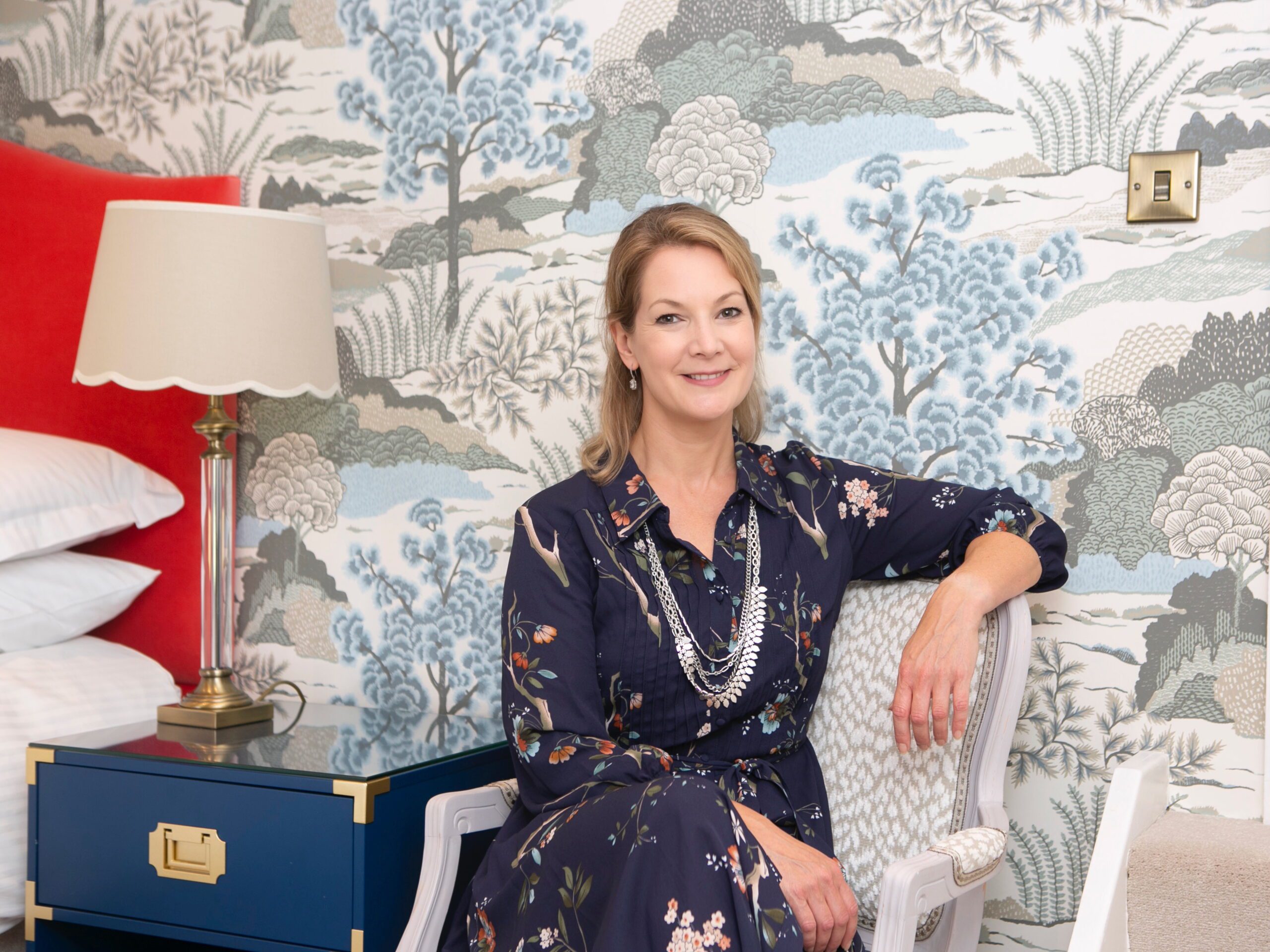 a woman sitting in a chair